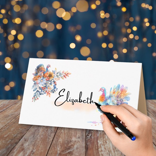 Thanksgiving Turkey Folded Place Card Placeringskort (Skapare uppladdad)