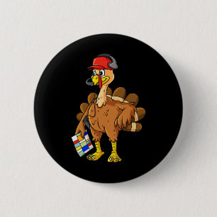 Thanksgiving Turkey Football Coach Roligt Boys Kid Knapp