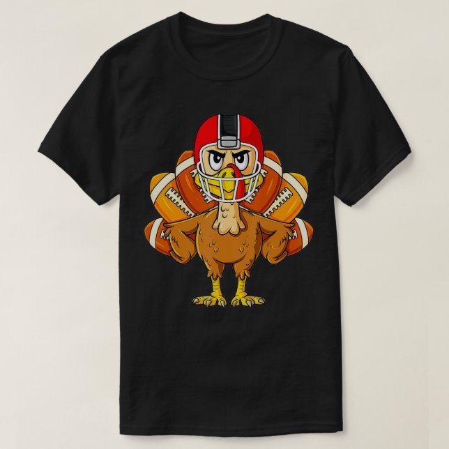 Thanksgiving Turkey Football Player Funny Boys Gir T Shirt (Design framsida)