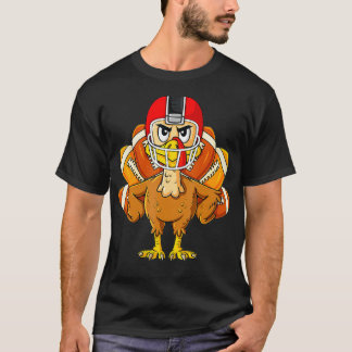Thanksgiving Turkey Football Player Funny Boys Gir T Shirt