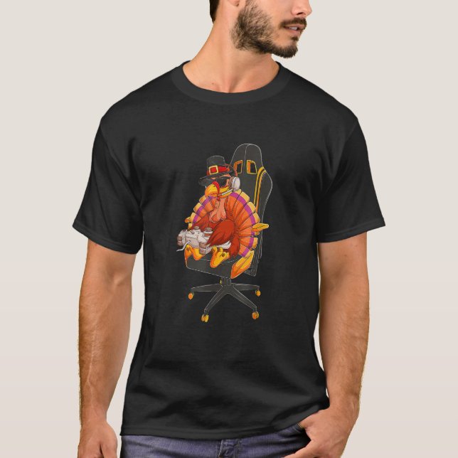 Thanksgiving Turkey gamer video gaming boys men ki T Shirt (Framsida)