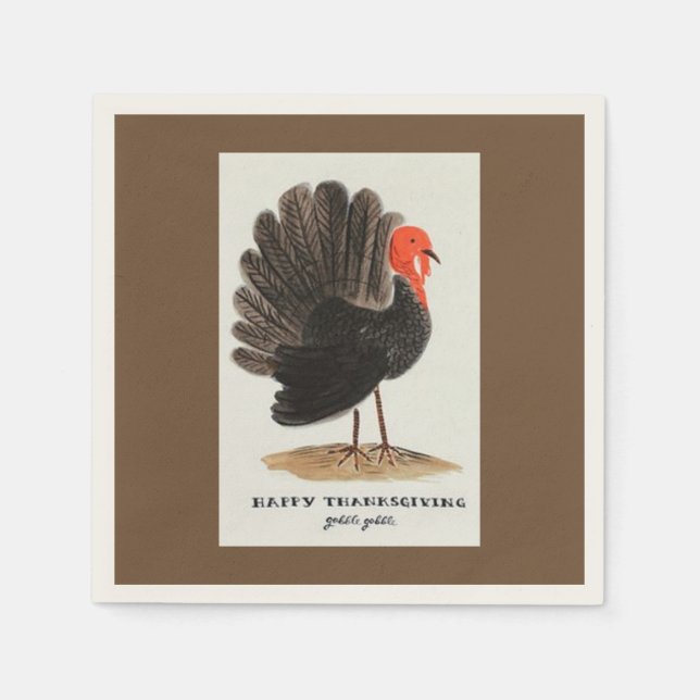 Thanksgiving Turkey Gobble Gobble Pappersservett (Framsidan)