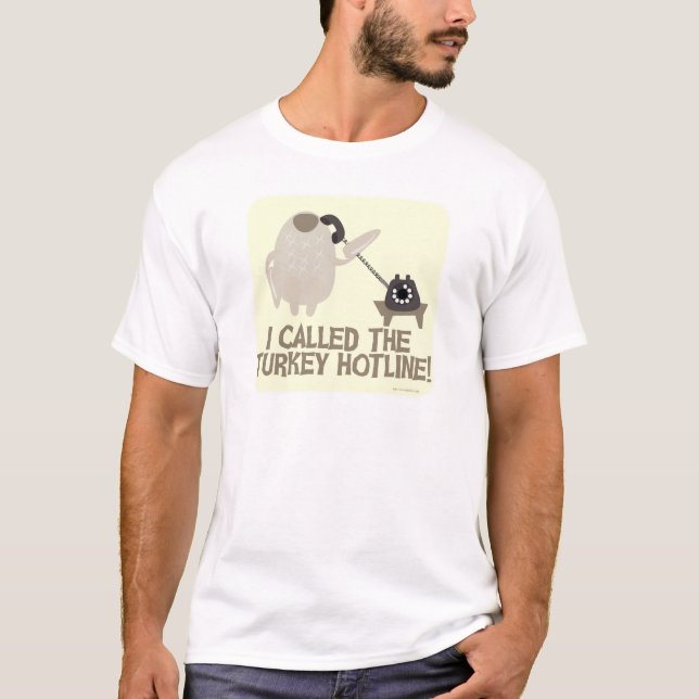Thanksgiving Turkey Hotline Roligt Tecknad Art T-shirt (Framsida)