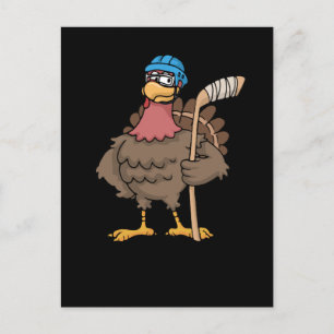 Thanksgiving Turkey Ice Hockey Gift Turkey Vykort