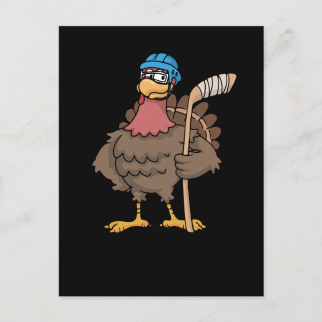Thanksgiving Turkey Ice Hockey Gift Turkey Vykort (Framsida)