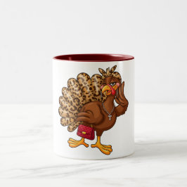 Thanksgiving Turkey Leopard Autumn Cup Coquette Två-Tonad Mugg