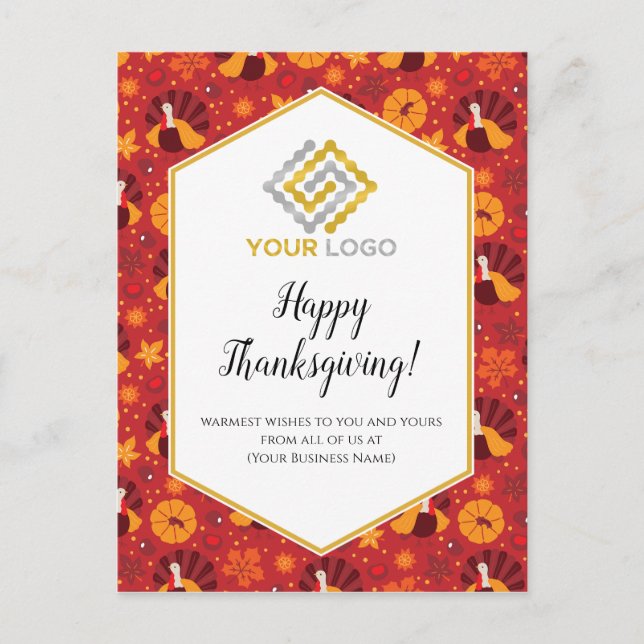 Thanksgiving Turkey Logotyp Business Vykort (Framsida)