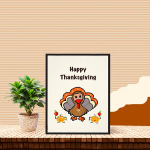 Thanksgiving turkey med vänner fototryck
