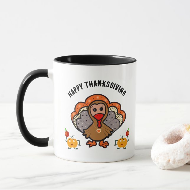 Thanksgiving turkey med vänner mugg (Med munk)