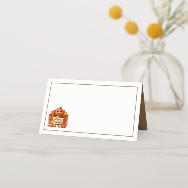 Thanksgiving Turkey Name Place Cards Placeringskort (Framsida)