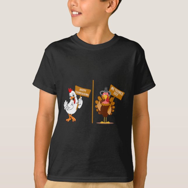 Thanksgiving Turkey No Thanks Grumpy Halloween Fun T Shirt (Framsida)