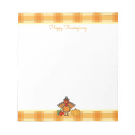 Thanksgiving Turkey Orange Gingham Shopping List Anteckningsblock