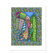 THANKSGIVING TURKEY, PATCHWORFEATHERS, FOLK ART