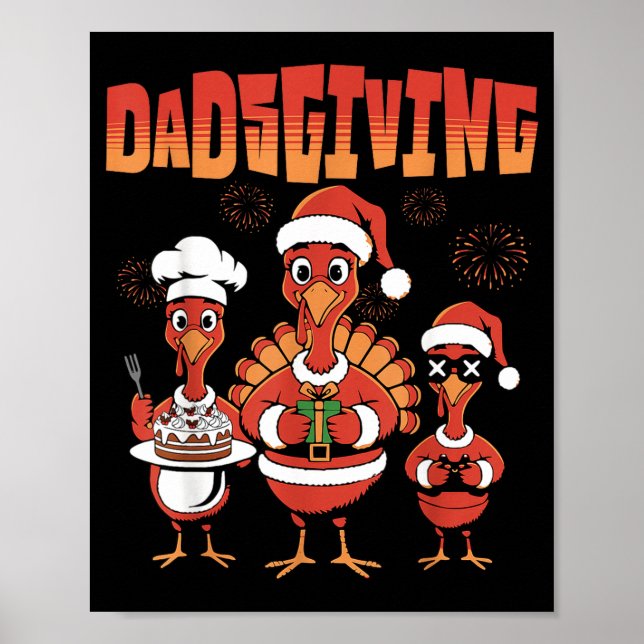 Thanksgiving Turkey Squad Dancing Dad Mom Kid Happ Poster (Framsidan)