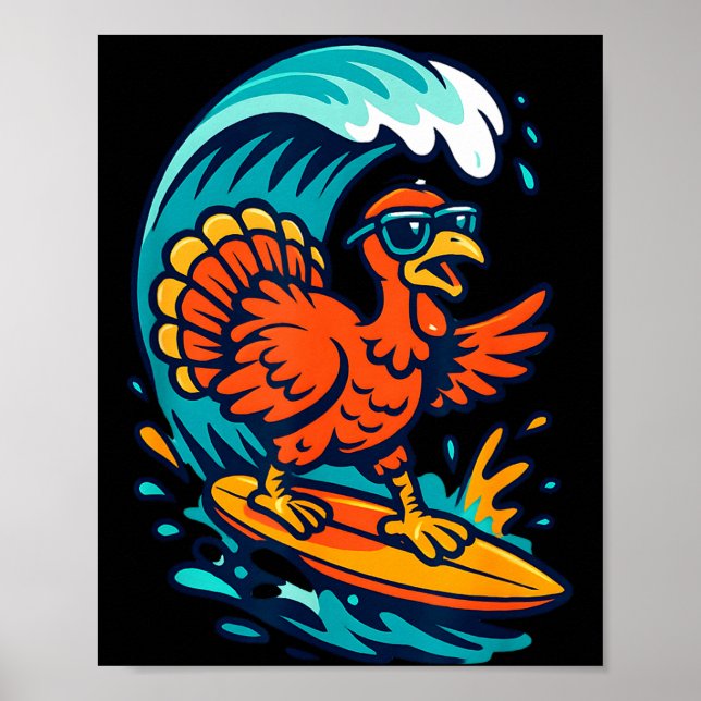 Thanksgiving Turkey Surfer Surfing  Poster (Framsidan)
