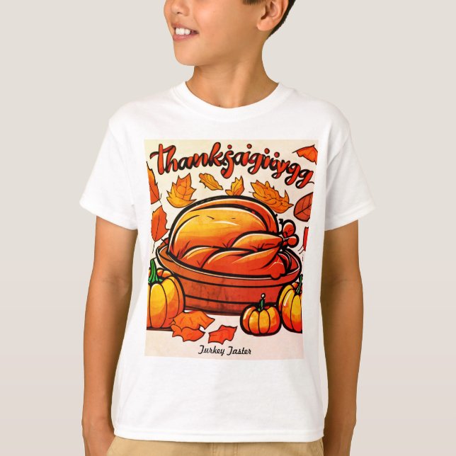 Thanksgiving "Turkey Taster" Barn T-Shirt (Framsida)