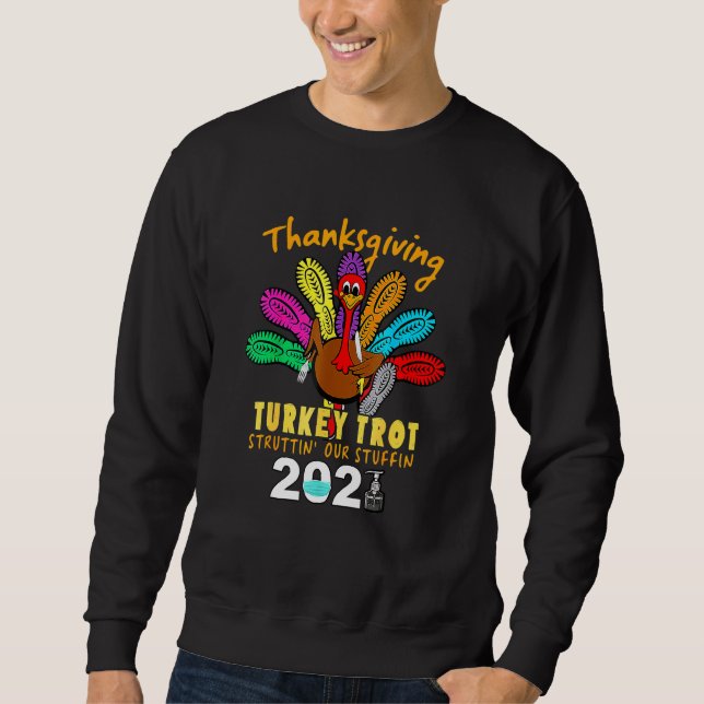 Thanksgiving Turkey Trot struttar vår fyllning 202 Lång Ärmad Tröja (Framsida)