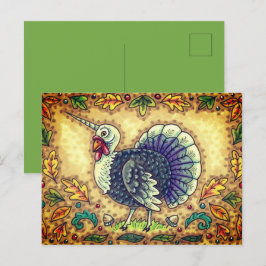 THANKSGIVING TURKEY UNICORN, WHIMSICAL FANTASY HELG VYKORT