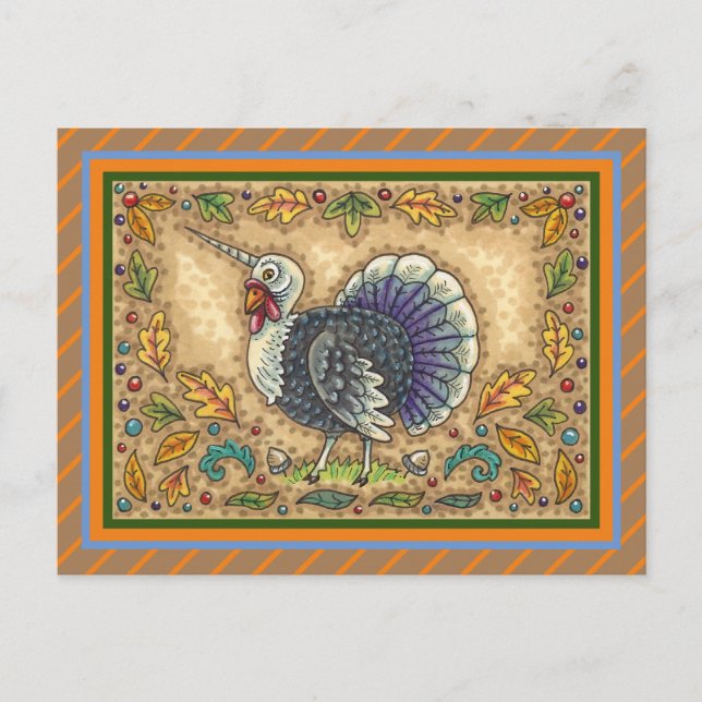THANKSGIVING TURKEY UNICORN, WHIMSICAL FANTASY VYKORT (Framsida)