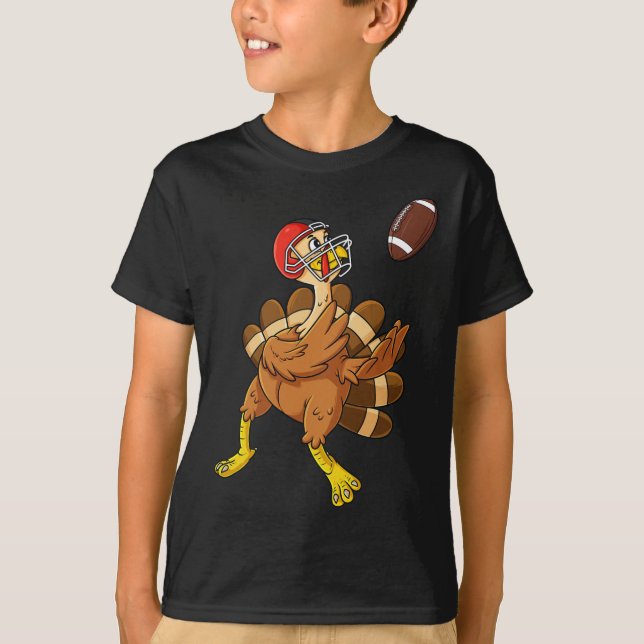 Thanksgiving Turkey Wide Receiver Football Boys Ki T Shirt (Framsida)