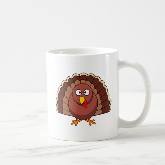 Thanksgiving Turkey With Pumpkin Cartoon Kaffemugg (Höger)