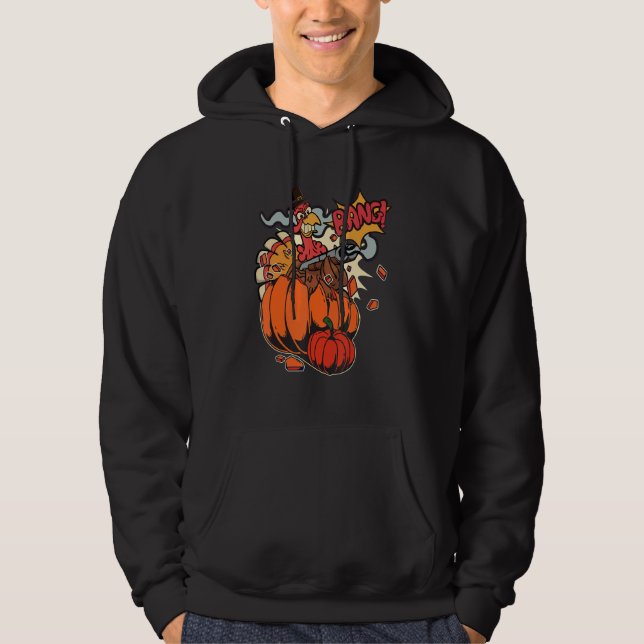 Thanksgiving Turkey with Pumpkin Shotgun 1 Hoodie (Framsida)