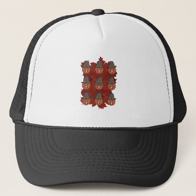 Thanksgiving Turkiet Ansikte Emoji Gift Keps (Framsida)