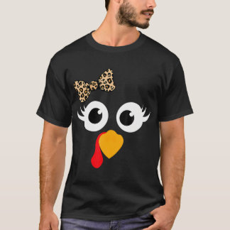 Thanksgiving Turkiet Ansikte Leopard Skriv ut Eyel T Shirt