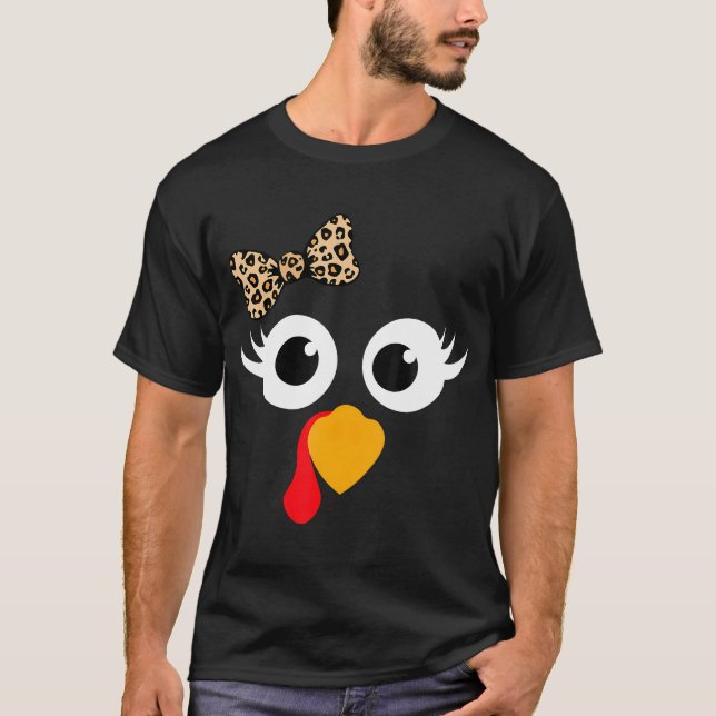 Thanksgiving Turkiet Ansikte Leopard Skriv ut Eyel T Shirt (Framsida)