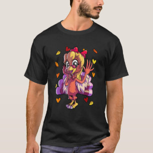 Thanksgiving Turkiet Ansikte Red Bow Girls Thanksg T Shirt
