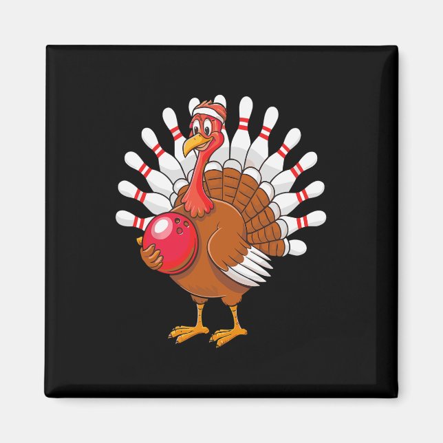 Thanksgiving Turkiet Bowling Pin Matching Team 1 Magnet (Framsidan)