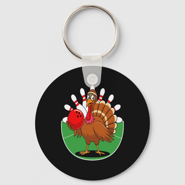 Thanksgiving Turkiet Bowling Pin Matching Team 2 Nyckelring (Framsida)