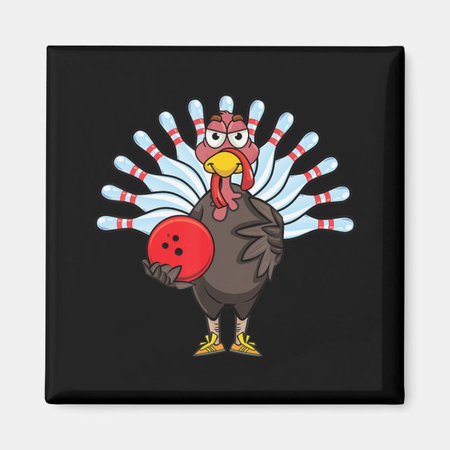 Thanksgiving Turkiet Bowling Pin Matching Team Gif Magnet (Framsidan)