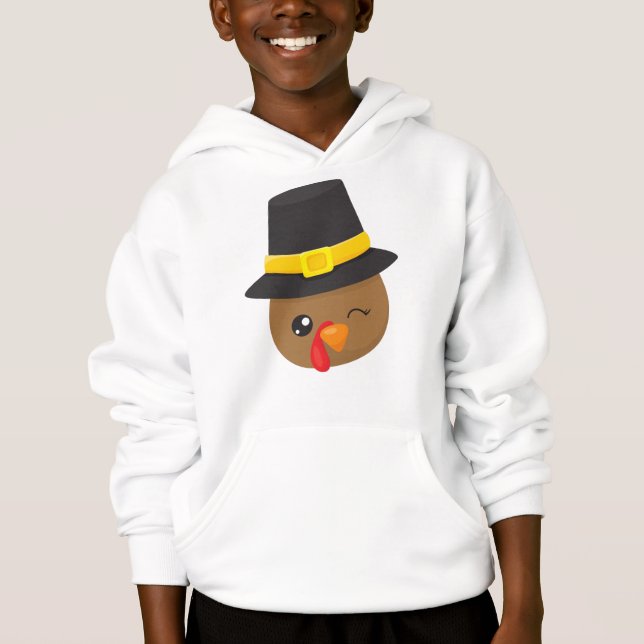Thanksgiving Turkiet, Brown Turkiet, Pilgrim Hat T Shirt (Framsida)