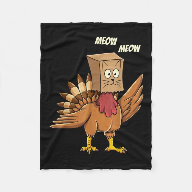 Thanksgiving Turkiet Cat Meow Funny Manar Kvinnor  Fleecefilt (Framsidan)