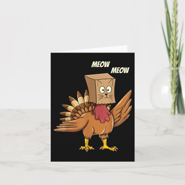 Thanksgiving Turkiet Cat Meow Funny Manar Kvinnor  Kort (Framsida)