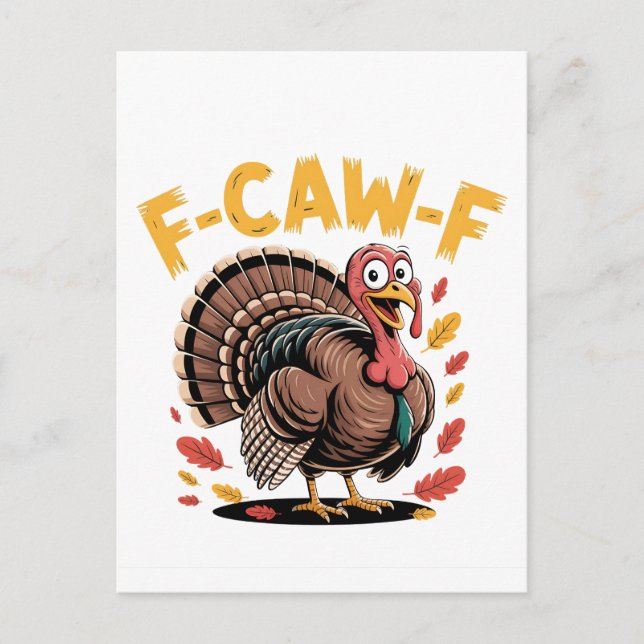 Thanksgiving Turkiet Cawing F-Caw-F Funny Kråka Inbjudan Vykort (Framsida)