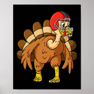 Thanksgiving Turkiet Defensiv End Football Boys Ki Poster