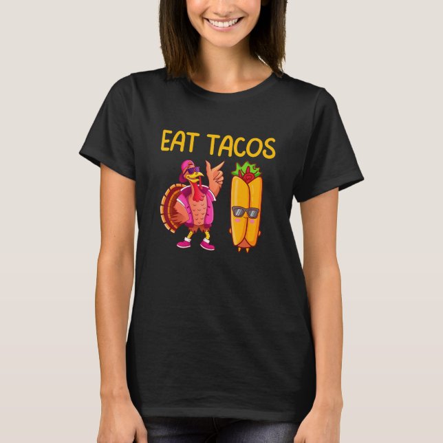 Thanksgiving Turkiet Eat Tacos Boys Kids Turkiet T Shirt (Framsida)