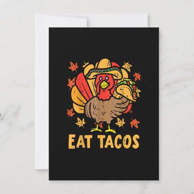 Thanksgiving Turkiet Eat Tacos Funny Boys Kids Tur Inbjudningar (Framsida)