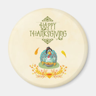 Thanksgiving Turkiet Eating Pumpkin Paj Magnet