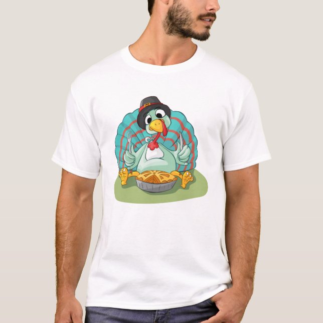 Thanksgiving Turkiet Eating Pumpkin Paj T Shirt (Framsida)