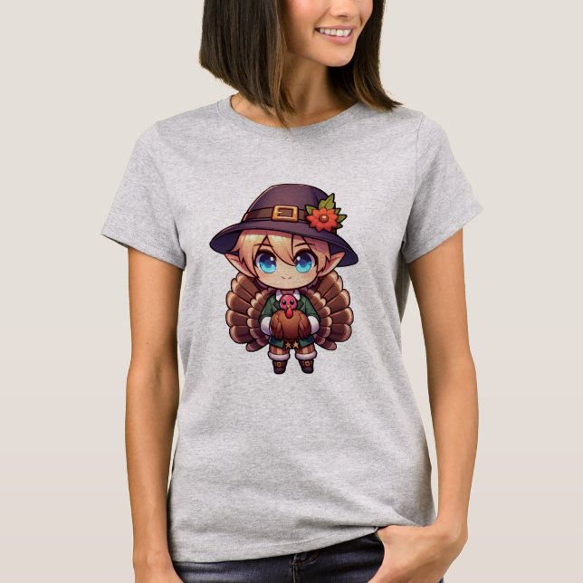 Thanksgiving Turkiet Elf T Shirt (Framsida)