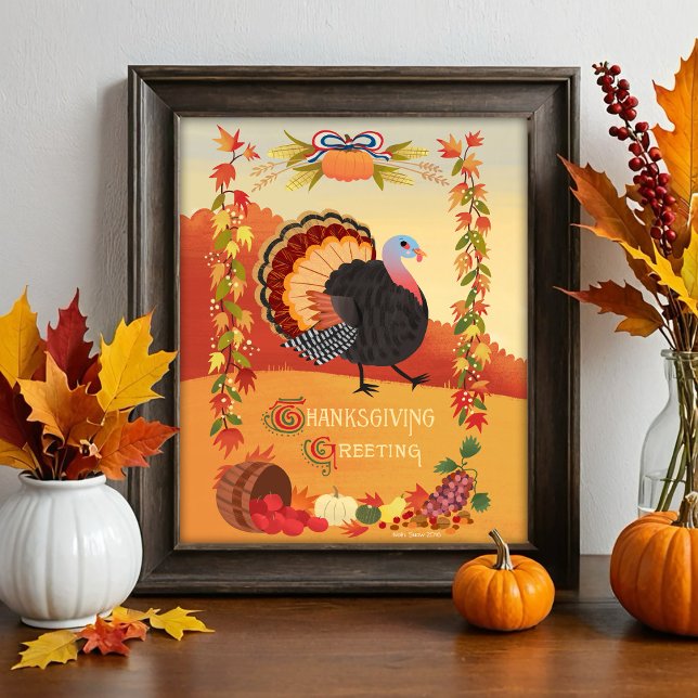 Thanksgiving Turkiet Fall Harvest Art Print Poster (Skapare uppladdad)