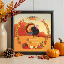 Thanksgiving Turkiet Fall Harvest Round Art Print