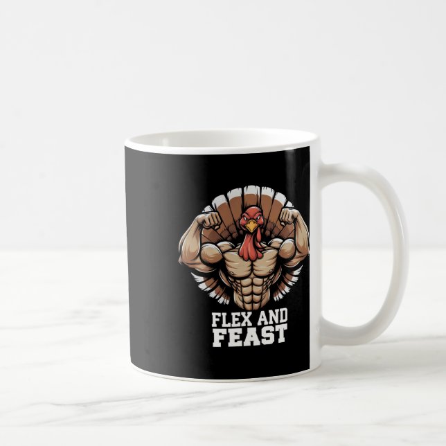 Thanksgiving Turkiet Flex och Feast Motivation Gym Kaffemugg (Höger)