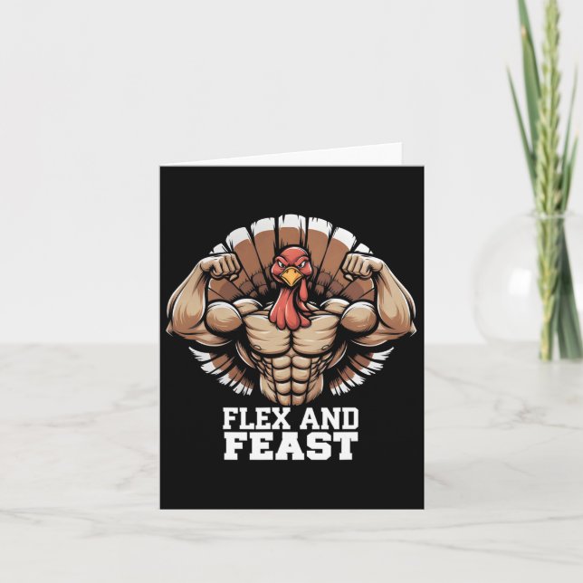 Thanksgiving Turkiet Flex och Feast Motivation Gym Kort (Framsida)