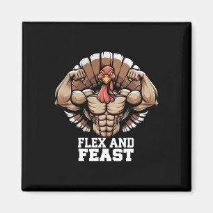 Thanksgiving Turkiet Flex och Feast Motivation Gym Magnet