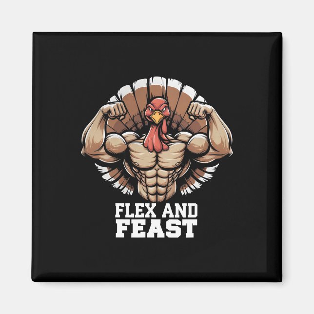 Thanksgiving Turkiet Flex och Feast Motivation Gym Magnet (Framsidan)