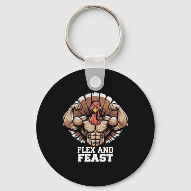 Thanksgiving Turkiet Flex och Feast Motivation Gym Nyckelring (Framsida)